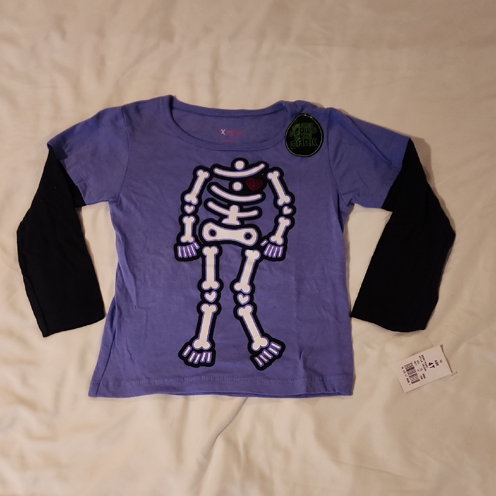 Kids Skeleton Long Sleeve Shirt - Purlple and Black. Extreme Concepts. Size 4T